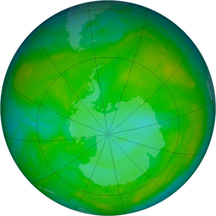 Antarctic ozone map for 01 January 1983